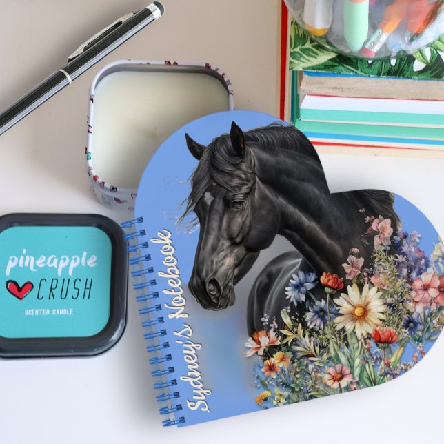 Heart Shaped Black Horse Personalized Notebook (Creator Uploaded)