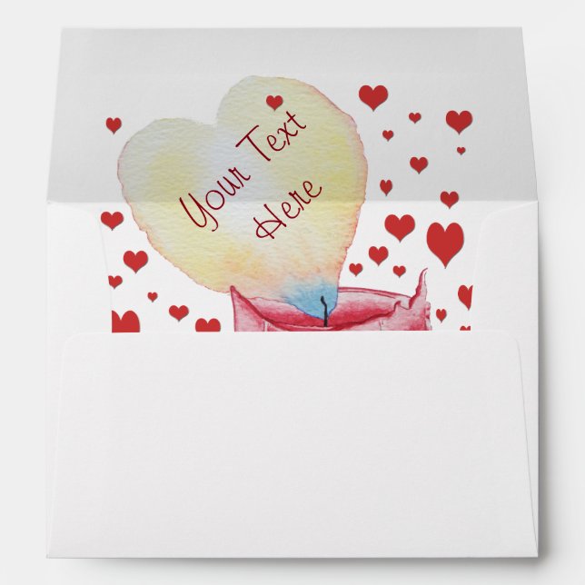 heart shaped buring flame red candle wedding envelope (Back (Bottom))