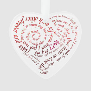Heart Shaped Calligraphy Lovers Quote Ornament