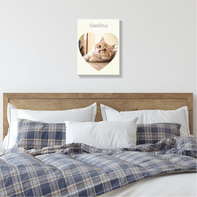 Heart-Shaped Cat Design Canvas Print (Insitu(Bedroom))