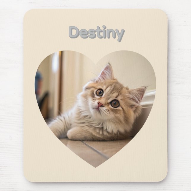 Heart-Shaped Cat Design Mouse Pad (Front)