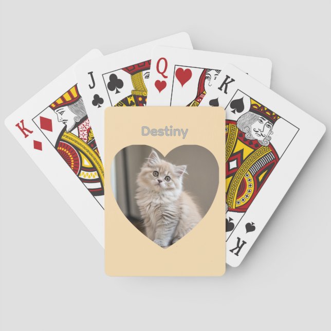 Heart-Shaped Cat Design Poker Cards (Back)