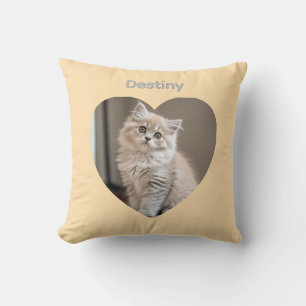 Heart-Shaped Cat Design Throw Pillow
