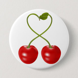 Heart Shaped Cherry Stem Button