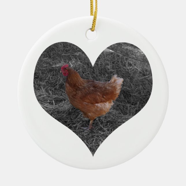 Heart Shaped Chicken Christmas Ornament (Front)