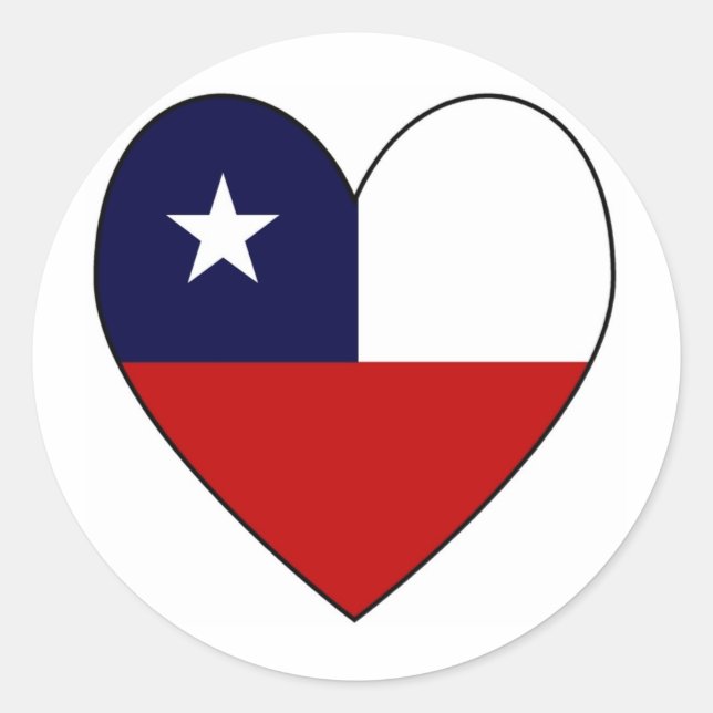 Heart-shaped Chile Flag Valentine Round Sticker (Front)