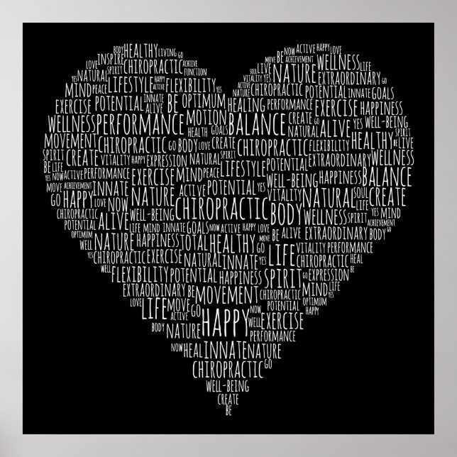 Heart-Shaped Chiropractic Word Collage Poster (Front)