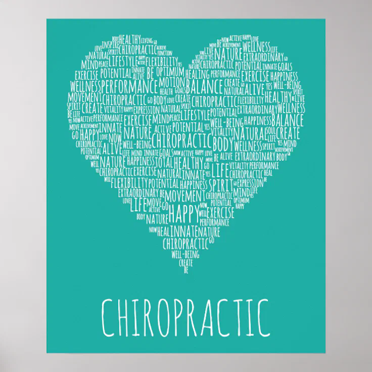 Heart-Shaped Chiropractic Word Collage Poster | Zazzle