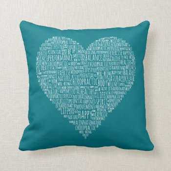 Heart-shaped Chiropractic Word Collage Throw Pillow by chiropracticbydesign at Zazzle