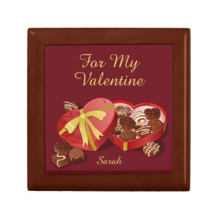 Heart Shaped Chocolate Box Art Elegant Burgundy