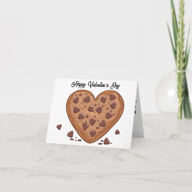 Heart shaped chocolate chip cookie valentines day holiday card (Front)