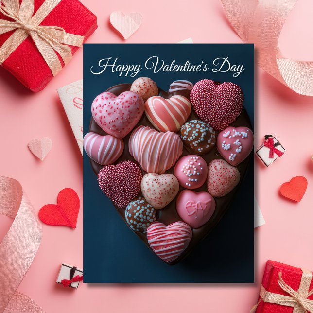 Heart-shaped chocolates Valentine's Greeting Card (Creator Uploaded)