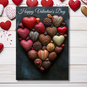 Heart-shaped chocolates Valentine's Greeting Card