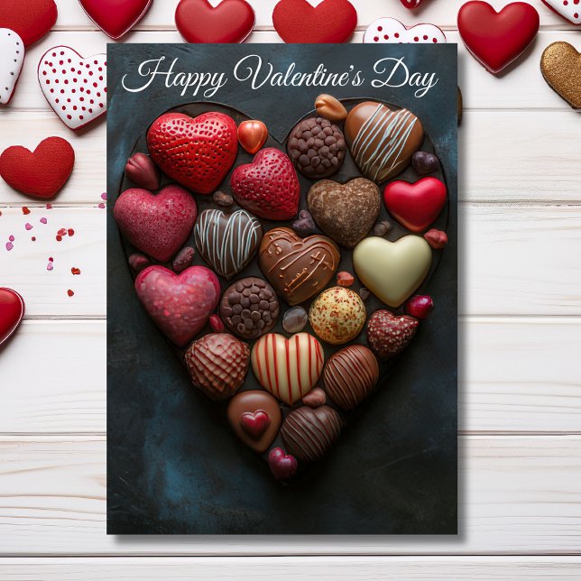 Heart-shaped chocolates Valentine's Greeting Card (Creator Uploaded)