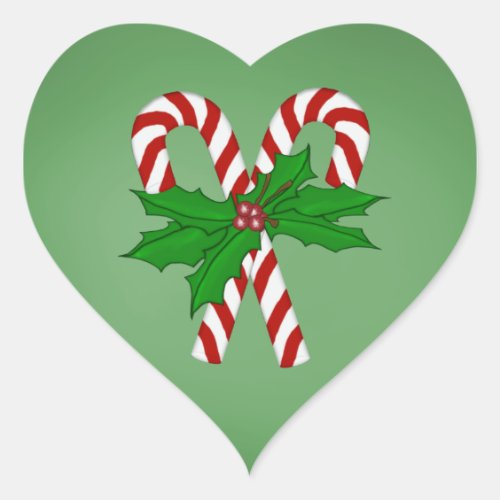 Heart Shaped Christmas Candy Cane Stickers