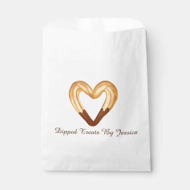 Heart Shaped Churro Dipped In Chocolate Favor Bag (Front)