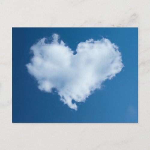 Heart shaped cloud in blue sky card