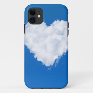 Heart shaped cloud in blue sky iPhone 11 case