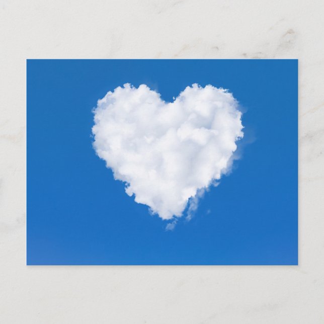 Heart shaped cloud in blue sky postcard (Front)