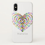 Heart shaped colorful pattern iPhone XS case