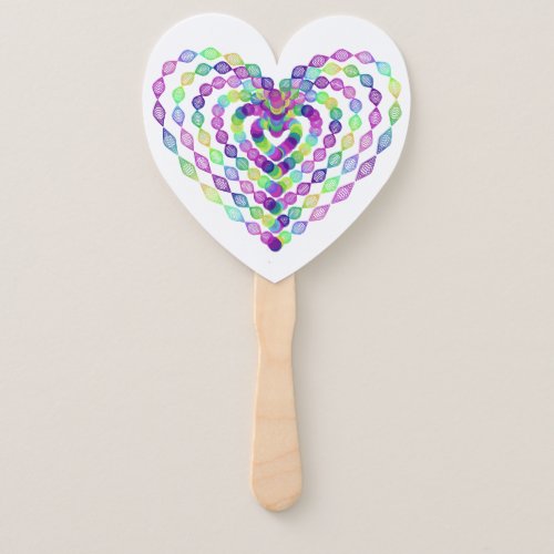 Heart shaped colorful pattern hand fan