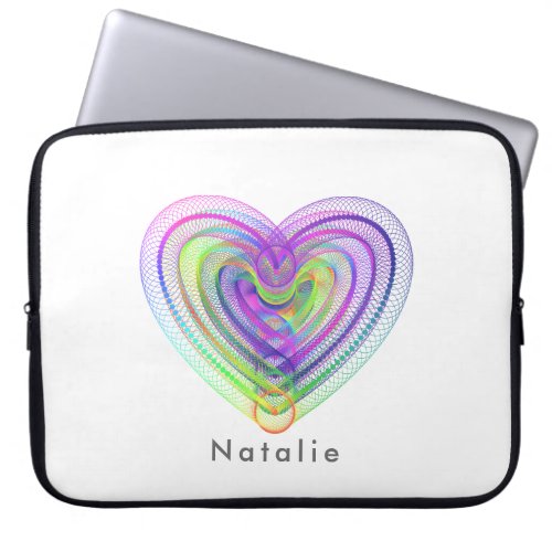 Heart shaped colorful pattern laptop sleeve