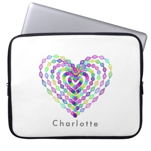 Heart shaped colorful pattern laptop sleeve