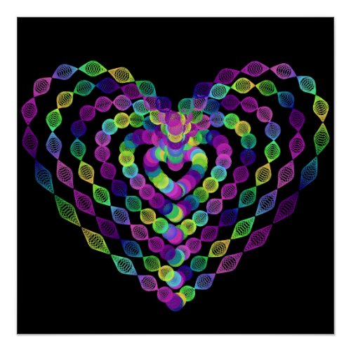 Heart shaped colorful pattern poster