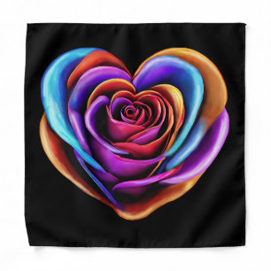 Heart Shaped Colorful Rose- Bandana