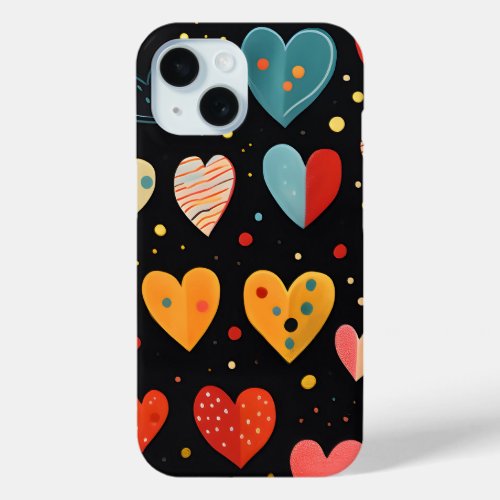 Heart shaped confetti pattern  iPhone 15 case