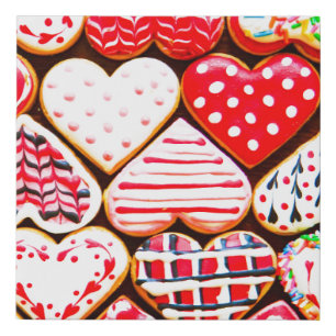 Heart shaped cookies icing for Valentine's day del Faux Canvas Print