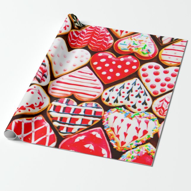 Heart shaped cookies icing for Valentine's day del Wrapping Paper (Unrolled)