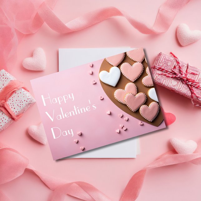 Heart shaped Cookies on pink ground Valentine's Card (Creator Uploaded)