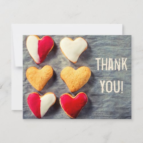Heart Shaped Cookies on Slate Thank You Card