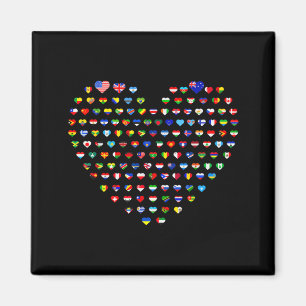 Heart Shaped Country Flags World Flag Anti Magnet