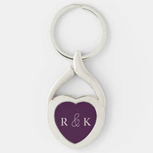 Heart shaped couples love monogrammed keychain