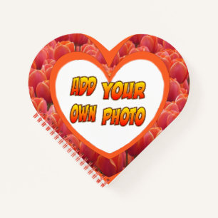 Heart Shaped Cust. Photo Red Tulips Notebook