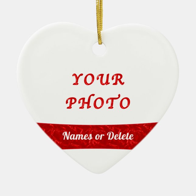 Heart Shaped Custom Photo Ornament with Your Name (Front)