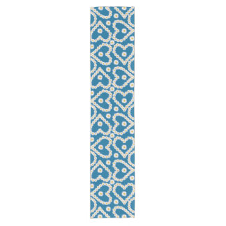 Heart-shaped Daisy Chains on Blue Table Runner