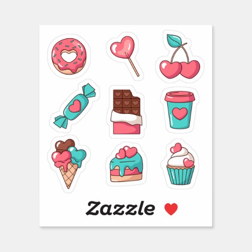 Heart Shaped Desserts Stickers