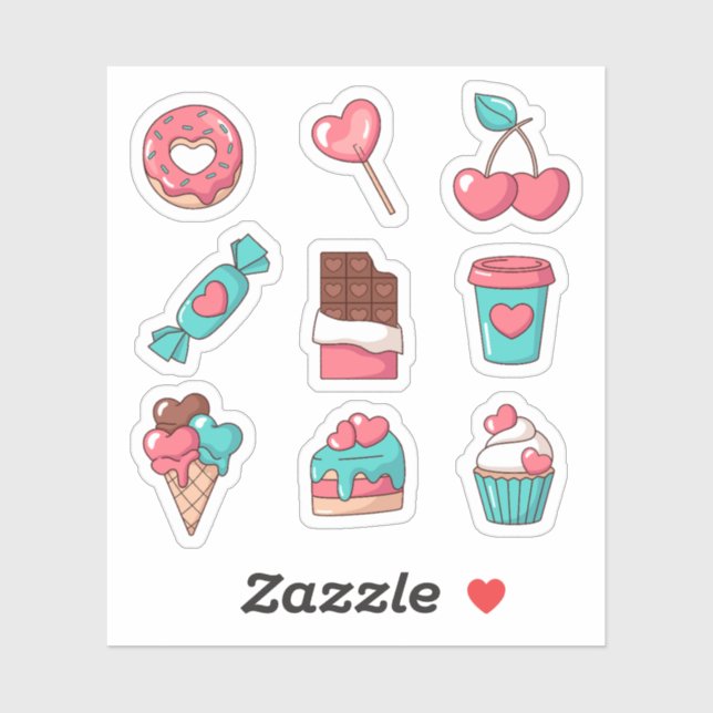 Heart Shaped Desserts Stickers (Sheet)