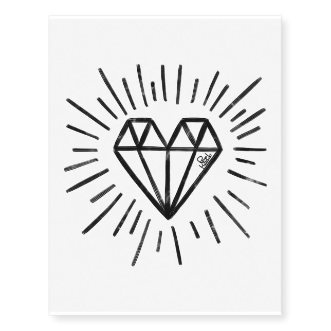 Heart Shaped Diamond Temporary Tattoos (Front)