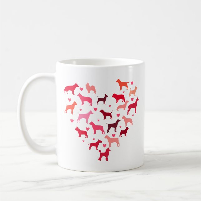Heart Shaped Dog breeds Love Valentine Coffee Mug (Left)