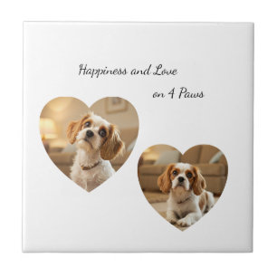 Heart-Shaped Dog Design – “Happiness on Four Paws” Ceramic Tile