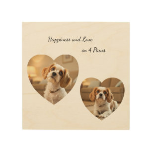 Heart-Shaped Dog Design – “Happiness on Four Paws” Wood Wall Art