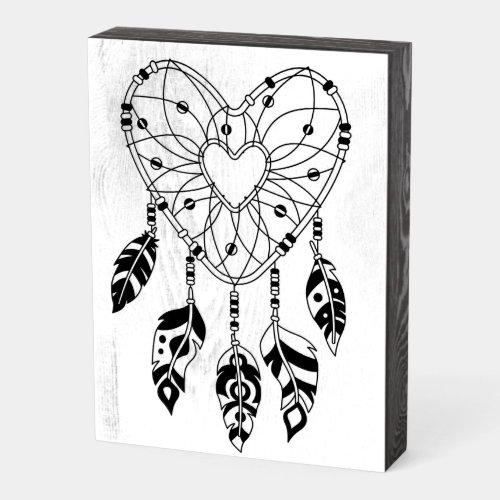 Heart Shaped Dream Catcher Wooden Box Sign