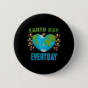 Heart Shaped Earth Day Everyday Bees World Environ Button