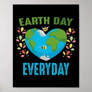 Heart Shaped Earth Day Everyday Bees World Environ Poster