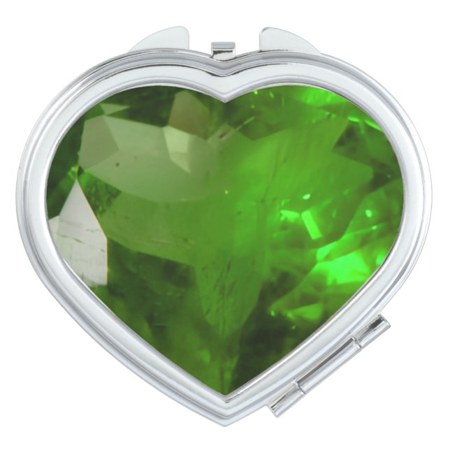 Heart‑Shaped Emerald Compact Mirror (Front)