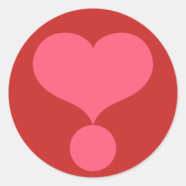 Heart Shaped Exclamation Point Classic Round Sticker (Front)